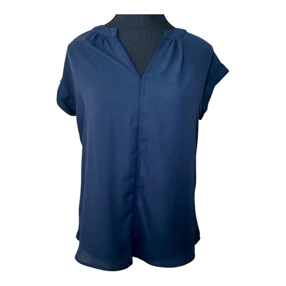 Philosophy Pullover Navy Blue Sleeveless Sheer Top Blouse, V-Neck, Size XS - Picture 3 of 6